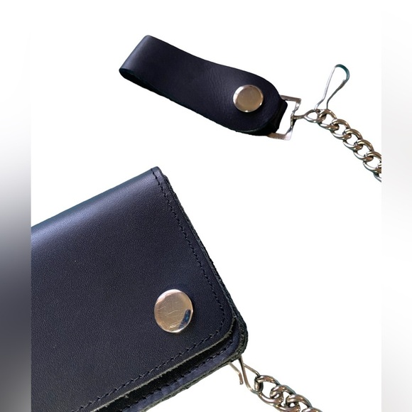 Any 2 For $18! NWT! Genuine Leather Biker Long Chain Billfold Wallet - Picture 4 of 13